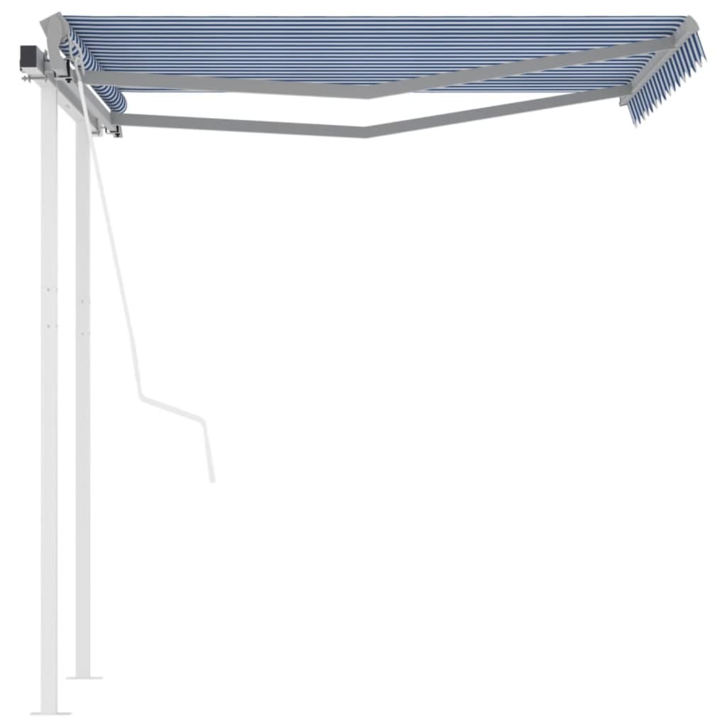 Tenda da Sole Retrattile Automatica Pali 3,5x2,5 m Blu e Bianca 3069926