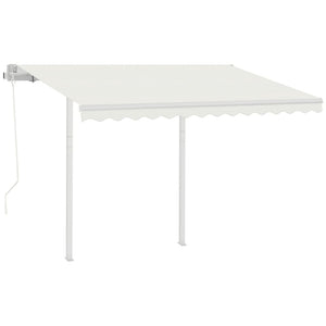Tenda da Sole Retrattile Automatica con Pali 3,5x2,5 m Crema 3069927
