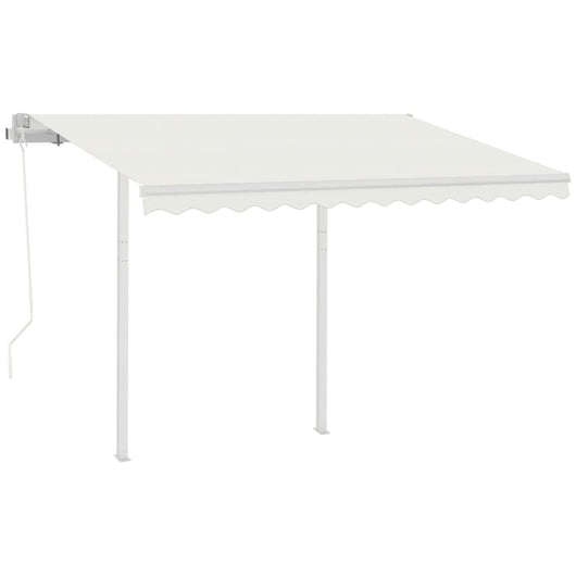 Tenda da Sole Retrattile Automatica con Pali 3,5x2,5 m Crema 3069927