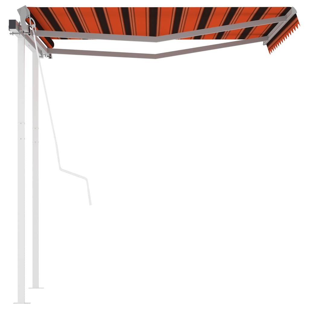 Tenda Retrattile Automatica con Pali 3,5x2,5m Arancio e Marrone 3069930