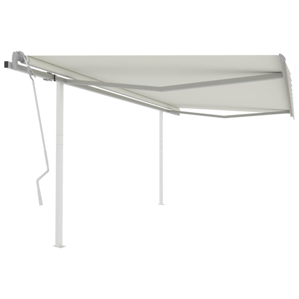 Tenda da Sole Retrattile Manuale con Pali 4,5x3 m Crema cod mxl 58482