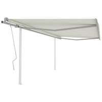 Tenda da Sole Retrattile Manuale con Pali 4,5x3 m Crema cod mxl 58482