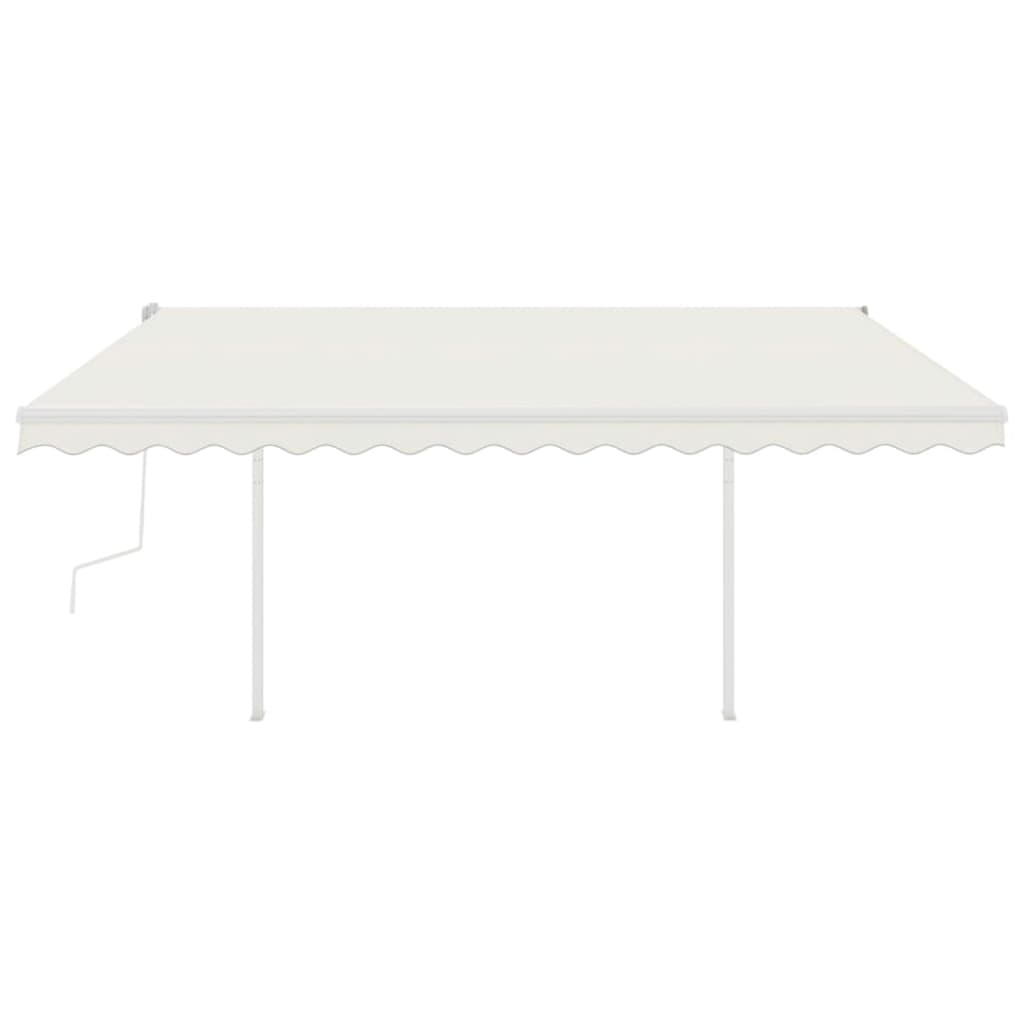 Tenda da Sole Retrattile Manuale con Pali 4,5x3 m Crema cod mxl 58482