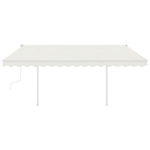 Tenda da Sole Retrattile Manuale con Pali 4,5x3 m Crema cod mxl 58482