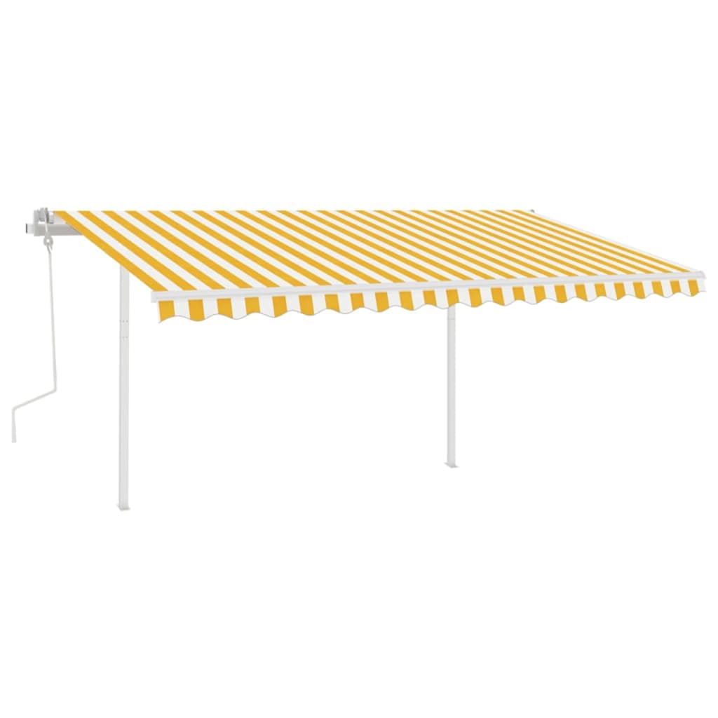 Tenda da Sole Retrattile Manuale con Pali 4,5x3 m Gialla Bianca cod mxl 58483