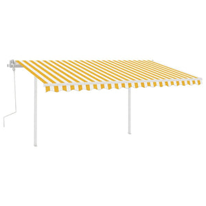 Tenda da Sole Retrattile Manuale con Pali 4,5x3 m Gialla Bianca cod mxl 58483