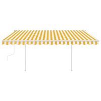 Tenda da Sole Retrattile Manuale con Pali 4,5x3 m Gialla Bianca cod mxl 58483