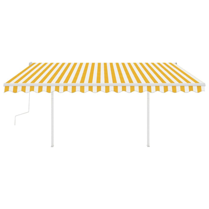 Tenda da Sole Retrattile Manuale con Pali 4,5x3 m Gialla Bianca cod mxl 58483