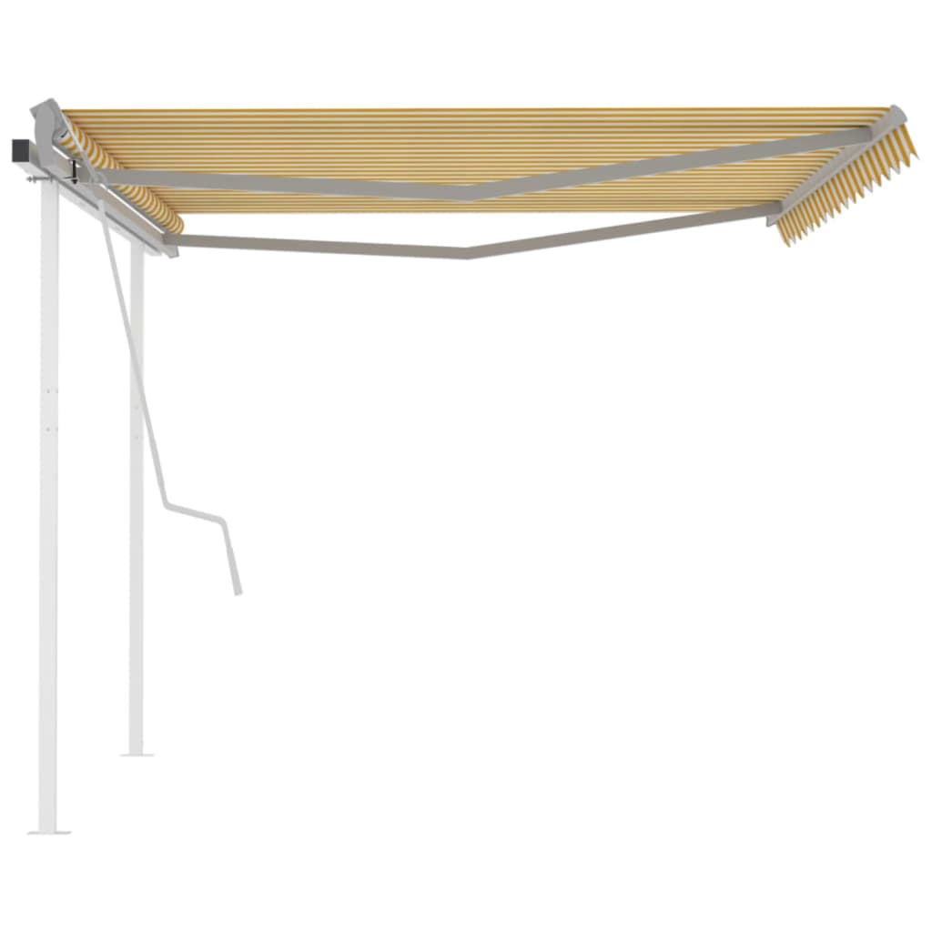 Tenda da Sole Retrattile Manuale con Pali 4,5x3 m Gialla Bianca cod mxl 58483