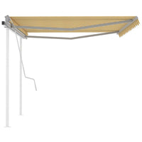 Tenda da Sole Retrattile Manuale con Pali 4,5x3 m Gialla Bianca cod mxl 58483