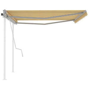 Tenda da Sole Retrattile Manuale con Pali 4,5x3 m Gialla Bianca cod mxl 58483
