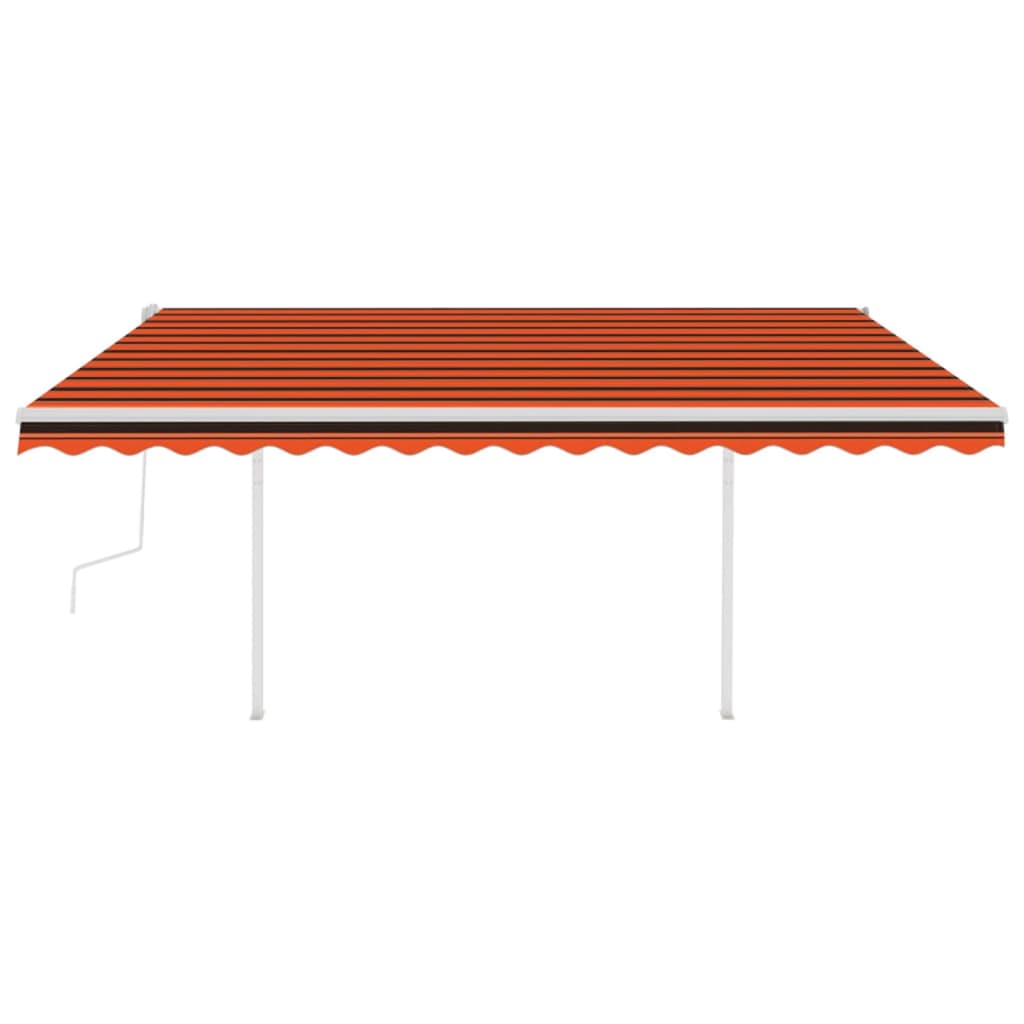 Tenda da Sole Retrattile Manuale LED 4,5x3 m Arancione Marrone 3069965