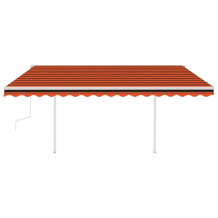 Tenda da Sole Retrattile Manuale LED 4,5x3 m Arancione Marrone 3069965