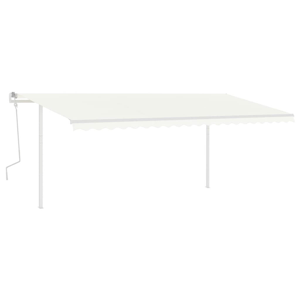 Tenda da Sole Retrattile Manuale con Pali 5x3 m Crema 3069977