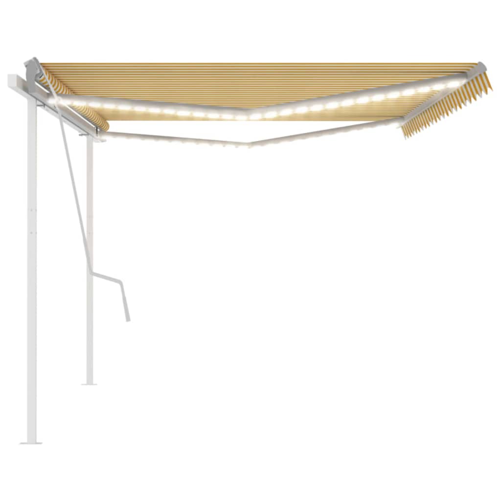 Tenda da Sole Retrattile Manuale LED 5x3 m Gialla Bianca 3069983