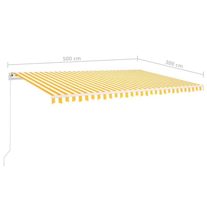 Tenda da Sole Retrattile Manuale LED 5x3 m Gialla Bianca 3069983