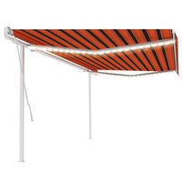 Tenda da Sole Retrattile Manuale con LED 5x3 m Arancio Marrone