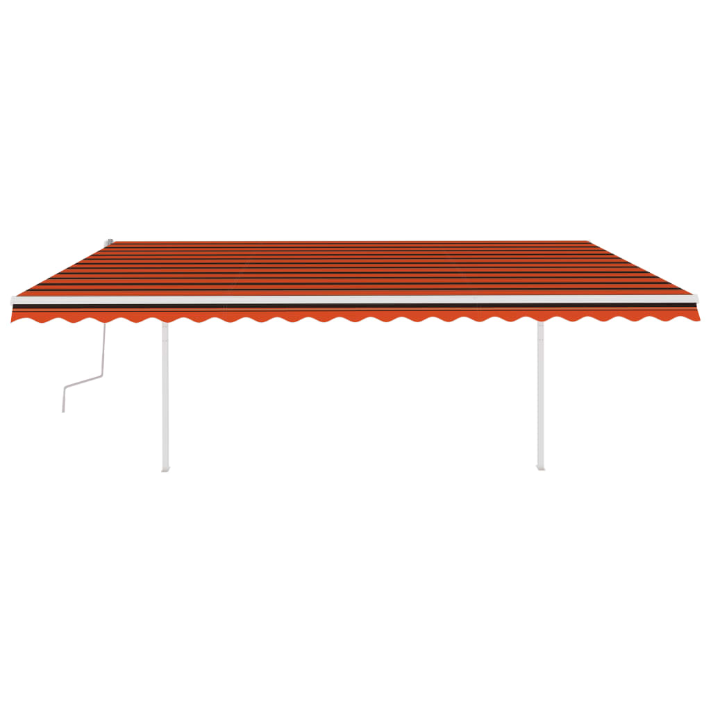Tenda da Sole Retrattile Manuale con LED 5x3 m Arancio Marrone