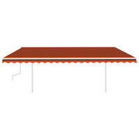 Tenda da Sole Retrattile Manuale con LED 5x3 m Arancio Marrone