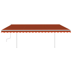 Tenda da Sole Retrattile Manuale con LED 5x3 m Arancio Marrone