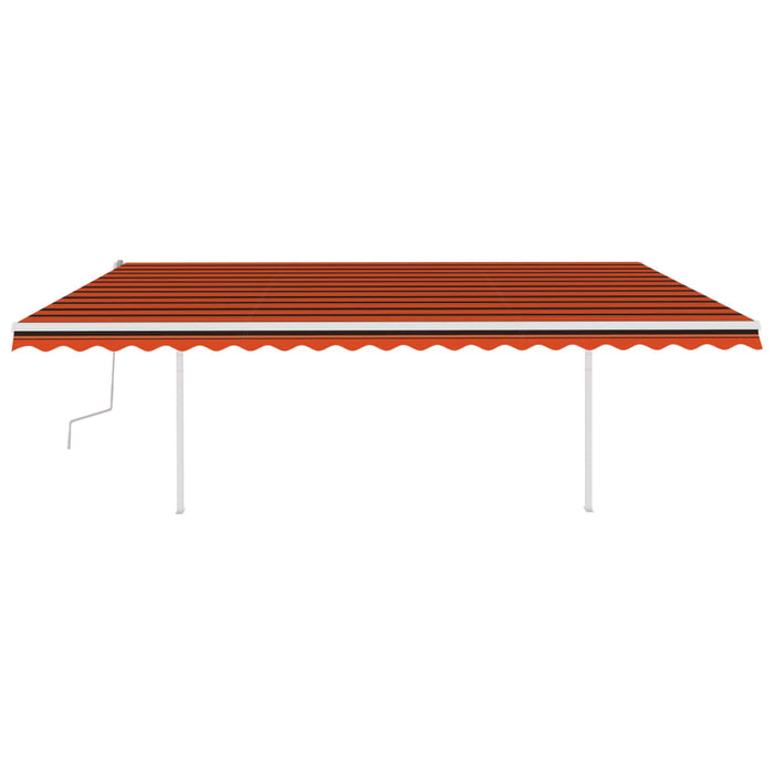 Tenda da Sole Retrattile Manuale con LED 5x3 m Arancio Marrone