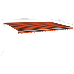 Tenda da Sole Retrattile Manuale con LED 5x3 m Arancio Marrone