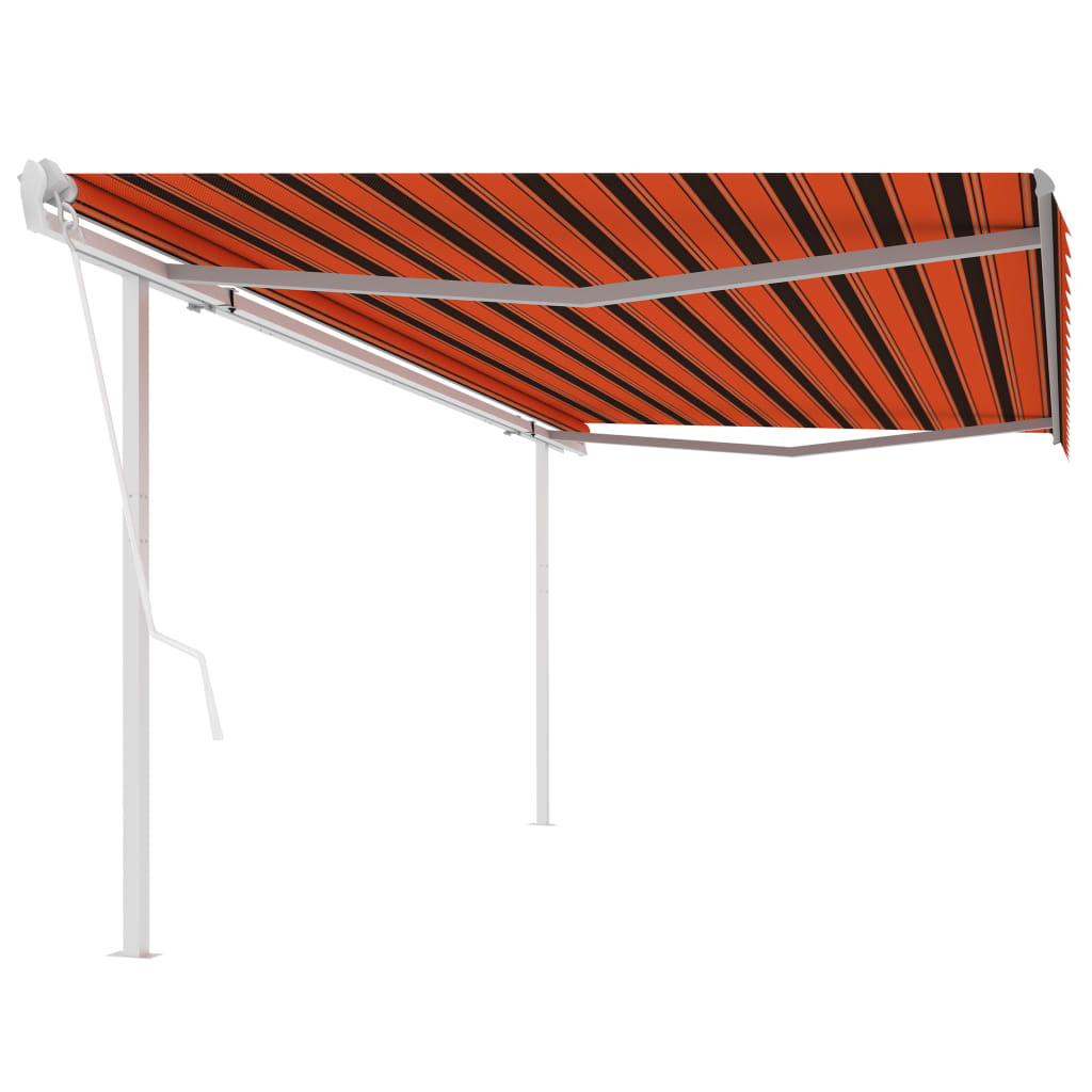 Tenda Retrattile Automatica con Pali 5x3 m Arancio e Marrone