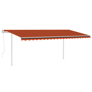 Tenda Retrattile Automatica con Pali 5x3 m Arancio e Marrone