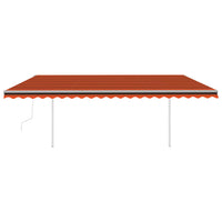 Tenda Retrattile Automatica con Pali 5x3 m Arancio e Marrone