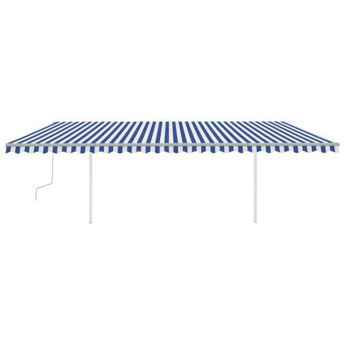 Tenda da Sole Retrattile Manuale con Pali 6x3m Blu e Bianca 3069996