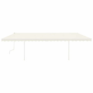 Tenda da Sole Retrattile Manuale con Pali 6x3m Crema 3069997