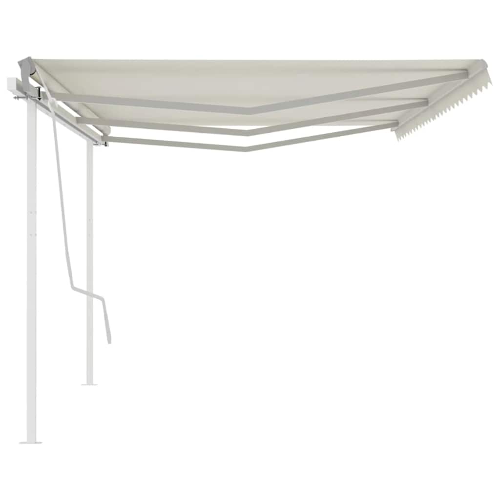 Tenda da Sole Retrattile Manuale con Pali 6x3m Crema 3069997
