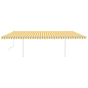 Tenda da Sole Retrattile Manuale con Pali 6x3m Gialla e Bianca 3069998
