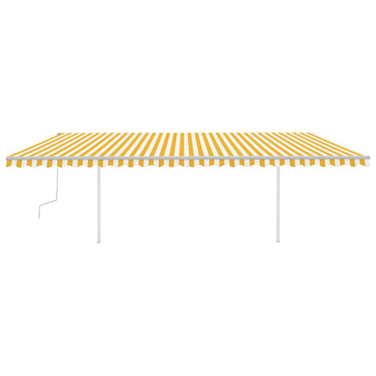 Tenda da Sole Retrattile Manuale con Pali 6x3m Gialla e Bianca 3069998