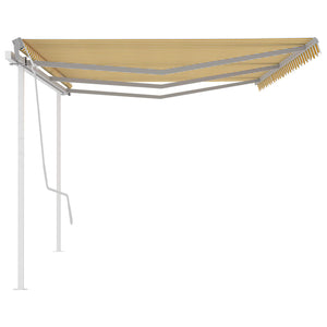 Tenda da Sole Retrattile Manuale con Pali 6x3m Gialla e Bianca 3069998