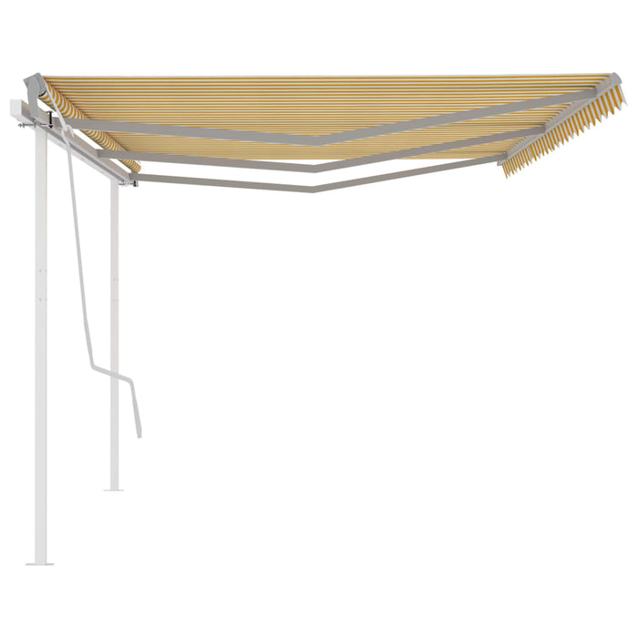 Tenda da Sole Retrattile Manuale con Pali 6x3m Gialla e Bianca 3069998