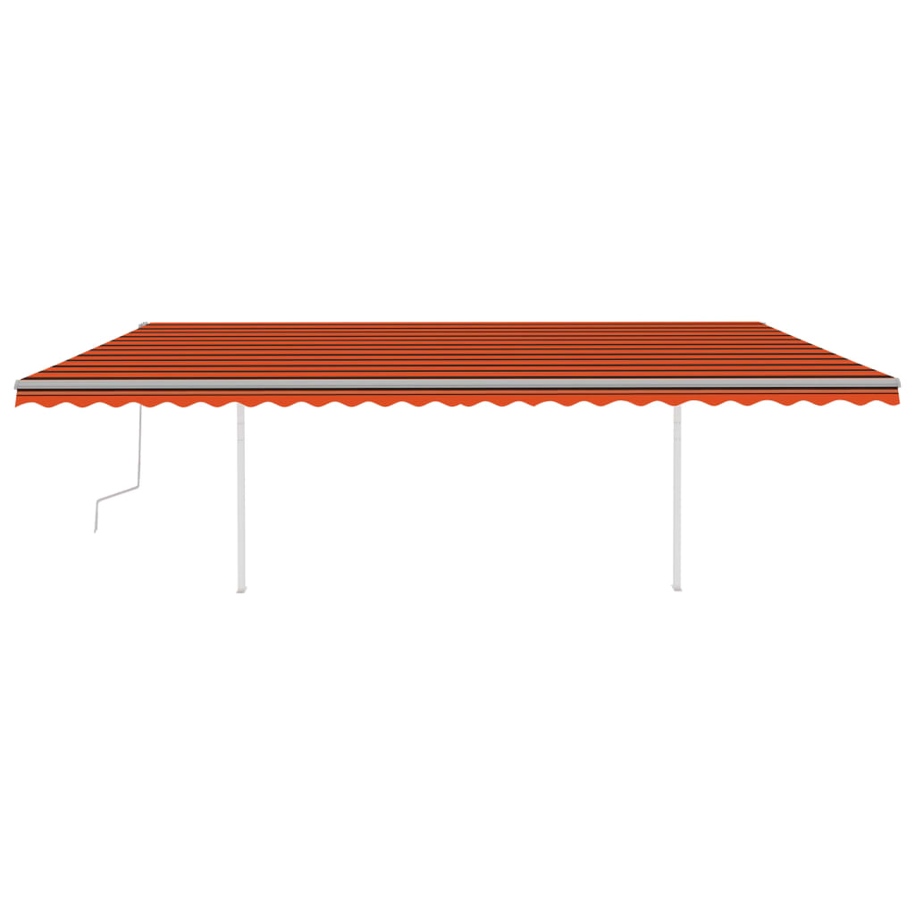 Tenda da Sole Retrattile Manuale con Pali 6x3 m Arancio Marrone 3070000