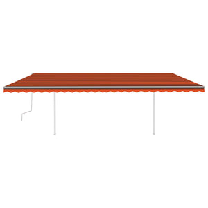 Tenda da Sole Retrattile Manuale con Pali 6x3 m Arancio Marrone 3070000