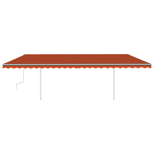 Tenda da Sole Retrattile Manuale con Pali 6x3 m Arancio Marrone 3070000