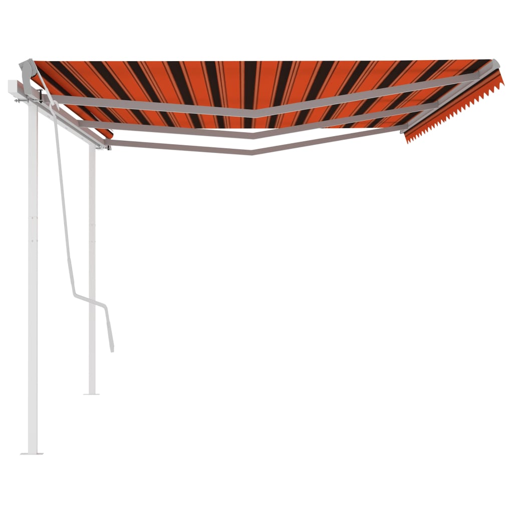 Tenda da Sole Retrattile Manuale con Pali 6x3 m Arancio Marrone 3070000