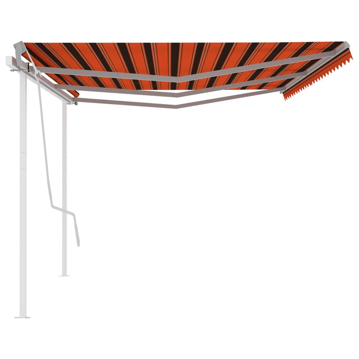 Tenda da Sole Retrattile Manuale con Pali 6x3 m Arancio Marrone 3070000