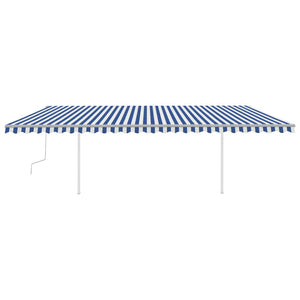 Tenda da Sole Retrattile Manuale con LED 6x3 m Blu e Bianco 3070001