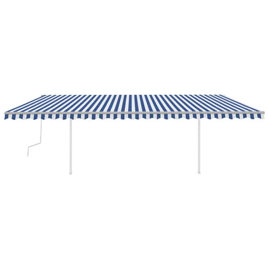 Tenda da Sole Retrattile Manuale con LED 6x3 m Blu e Bianco 3070001