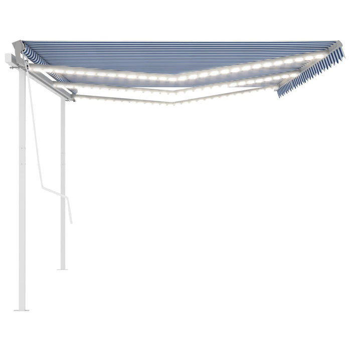 Tenda da Sole Retrattile Manuale con LED 6x3 m Blu e Bianco 3070001