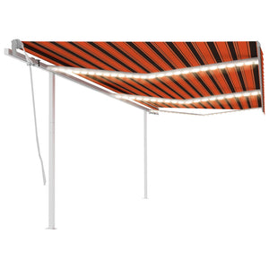 Tenda da Sole Retrattile Manuale con LED 6x3 m Arancio Marrone cod mxl 43789