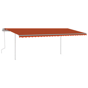 Tenda da Sole Retrattile Manuale con LED 6x3m Arancione Marrone 3070005