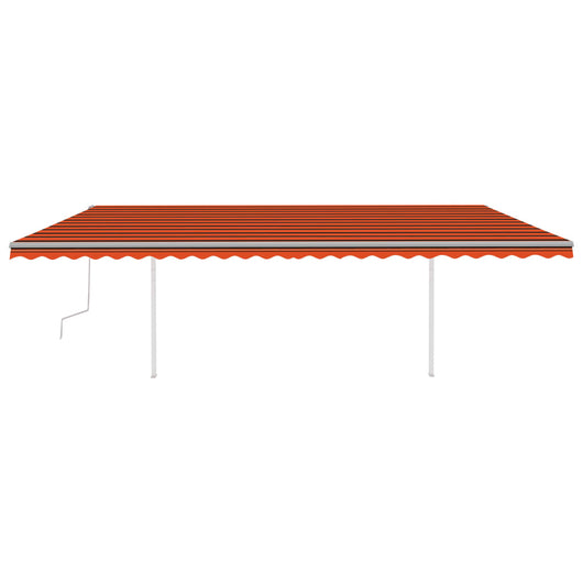 Tenda da Sole Retrattile Manuale con LED 6x3m Arancione Marrone 3070005