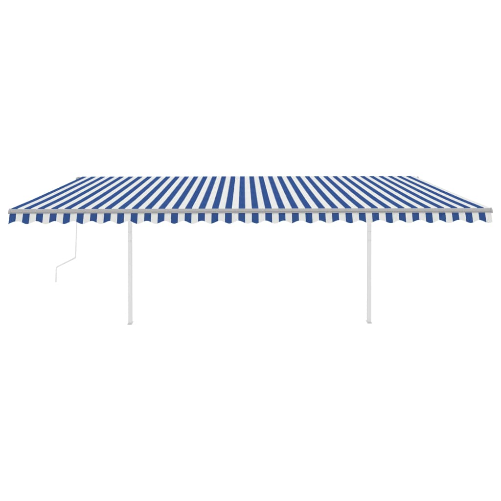 Tenda da Sole Retrattile Automatica con Pali 6x3 m Blu e Bianca 3070006