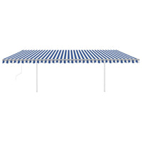 Tenda da Sole Retrattile Automatica con Pali 6x3 m Blu e Bianca 3070006