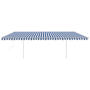 Tenda da Sole Retrattile Automatica con Pali 6x3 m Blu e Bianca 3070006